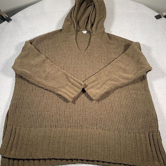 Aerie Hoodie Womens‎ Medium Brown Oversized Knit Lightweight - Picture 1 of 13